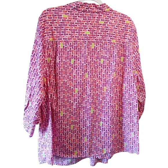 Catherines Womens Button Up Shirt Plus Size 3X Pineapple Lightweight 100% Cotton - Picture 2 of 3